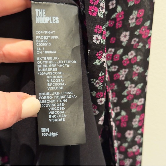 The Kooples Wrap Dress Floral Pink and White Small Flowers Size 1 Womens - Picture 13 of 15